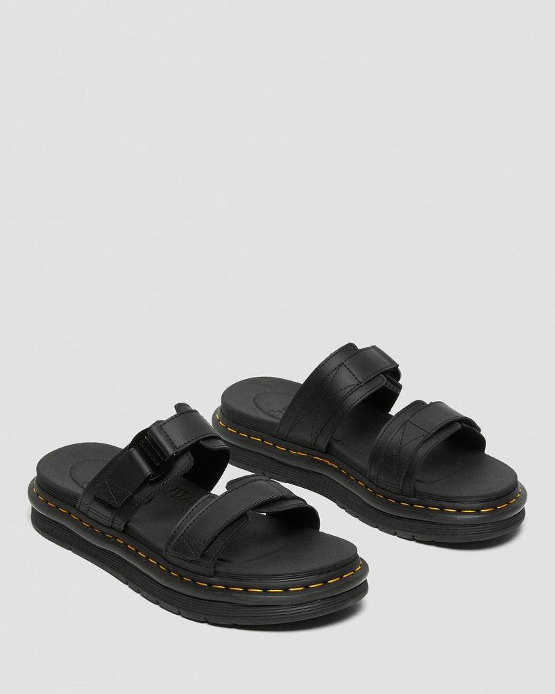 Dr Martens Chilton Men's Lær Slidesandaler Herre Svarte | Norge 172VRW